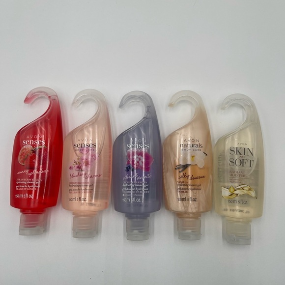 5 Avon Senses Body Care Shower Gel Hanging Bottles Assorted Scents NEW - Picture 2 of 8